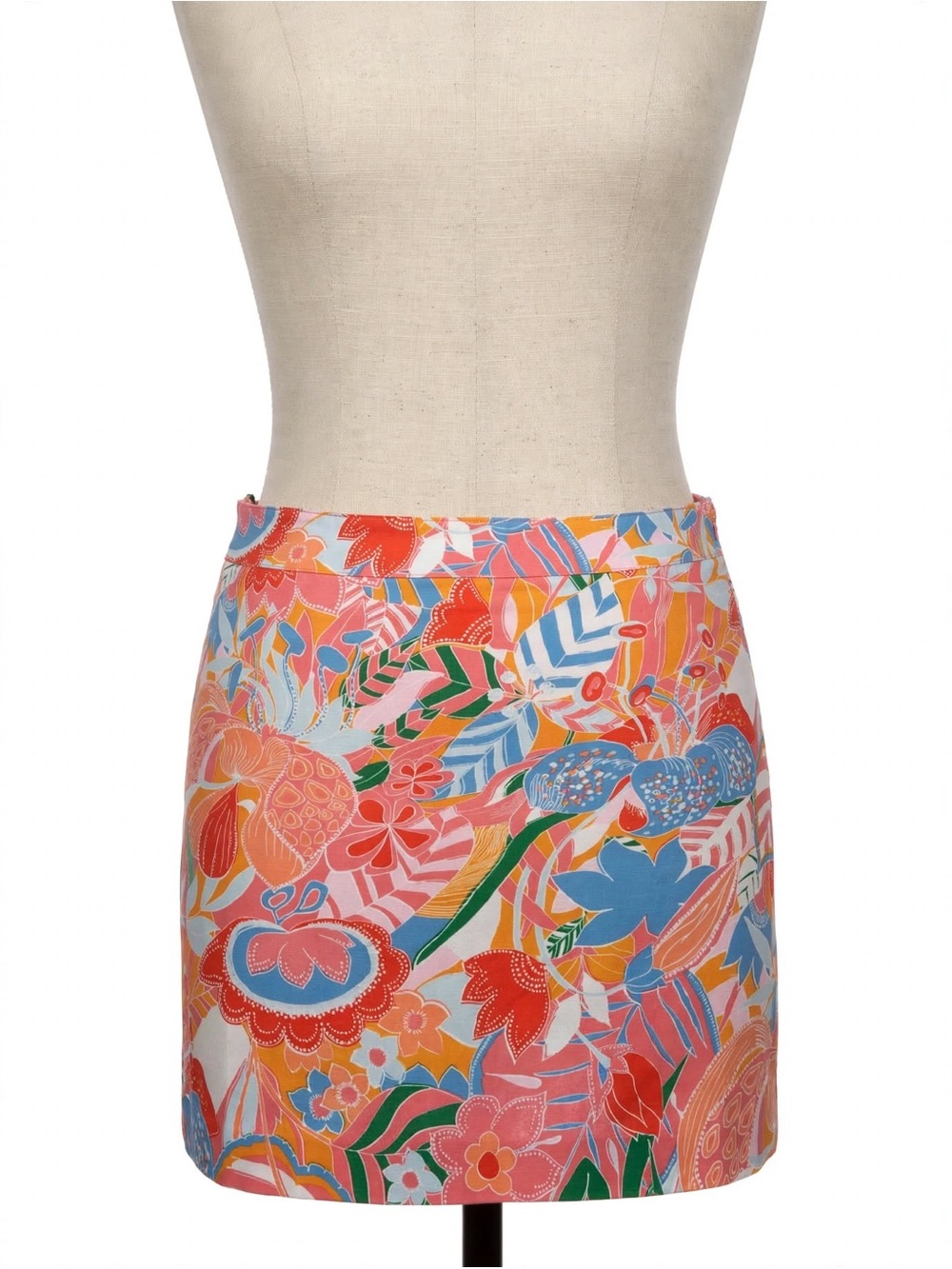 Talbots NWT Size 12 Tropical Floral Pencil Skirt Pink Orange Blue Cotton Stretch